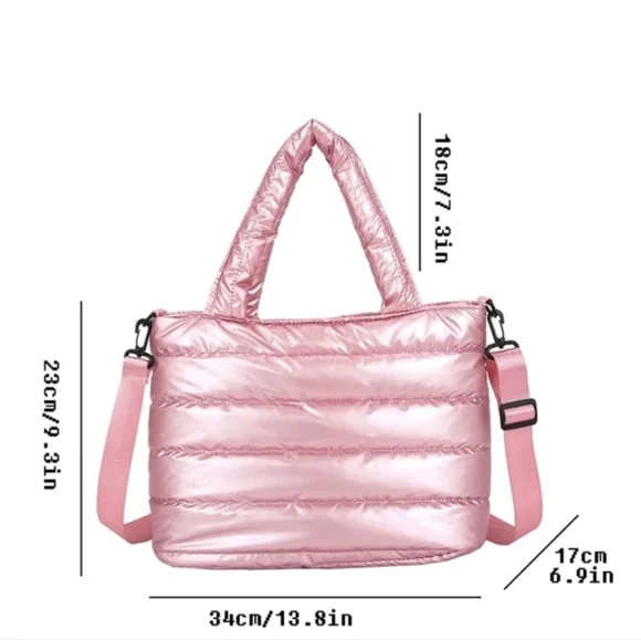 Puffer pink shimmer medium tote - Picture 3 of 3